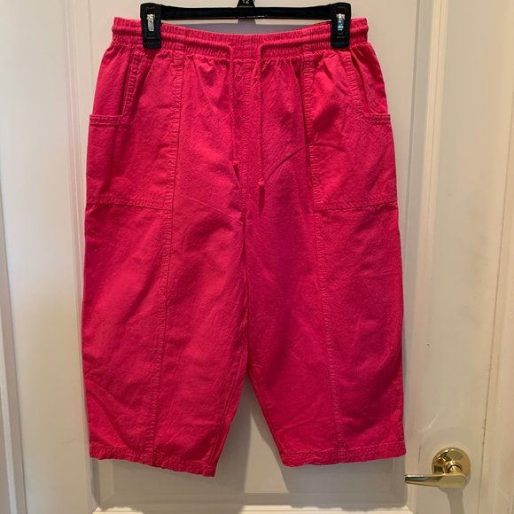 Hot Pink Pull On Petite MED Crop pants - Picture 1 of 5
